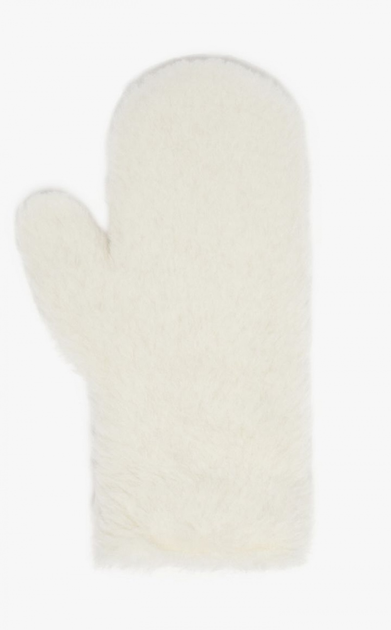 Max Mara Mittens In Teddy Fabric Handschuhe Weiß | MMR594229