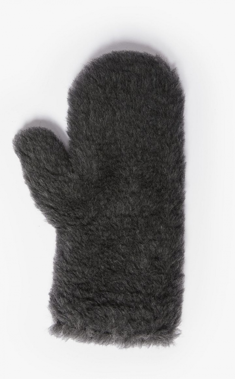 Max Mara Mittens In Teddy Fabric Handschuhe Dunkelgrau | MMR594230