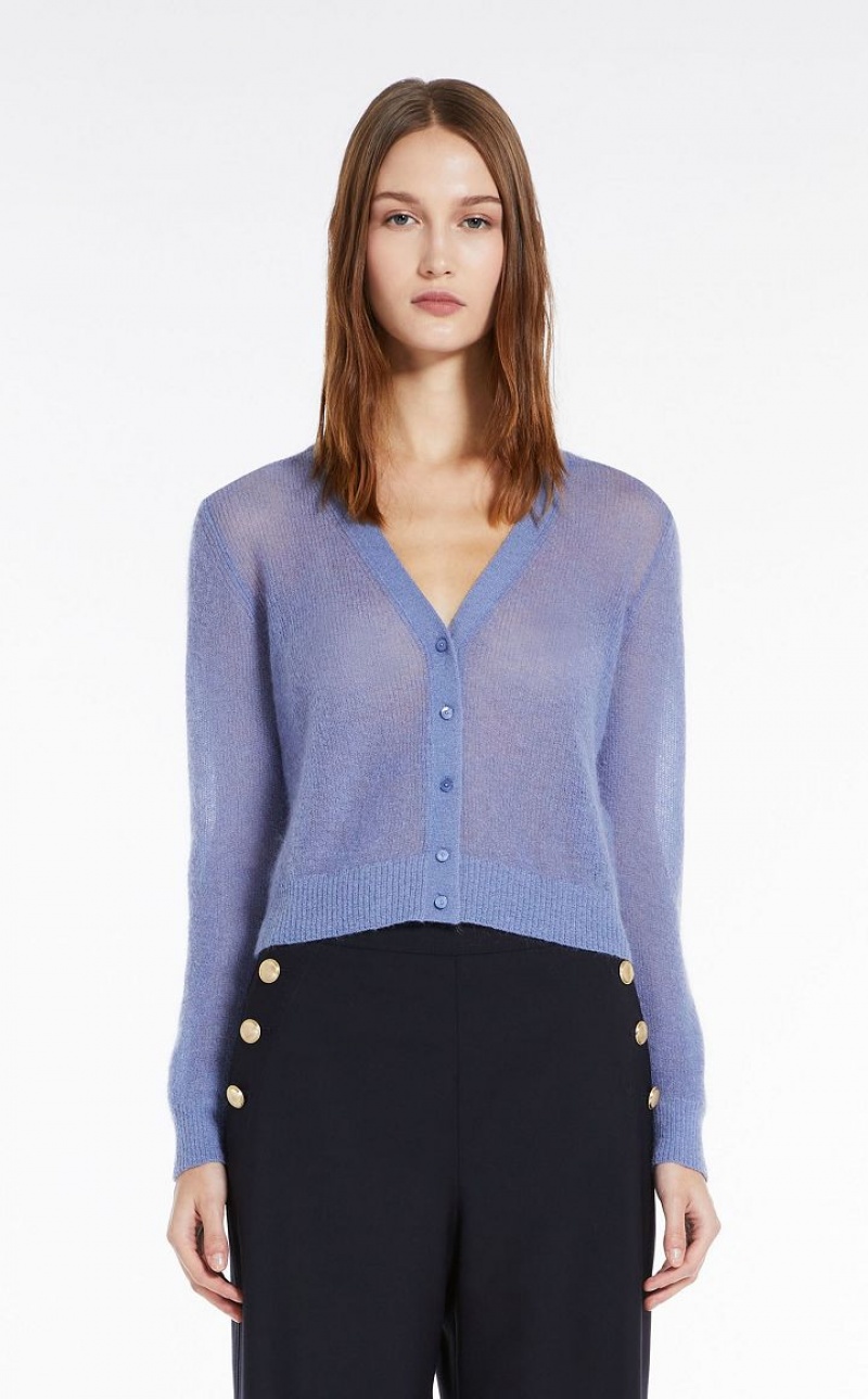 Max Mara Mohair Gauze Cardigan Strickwaren Hellblau | MMR593461