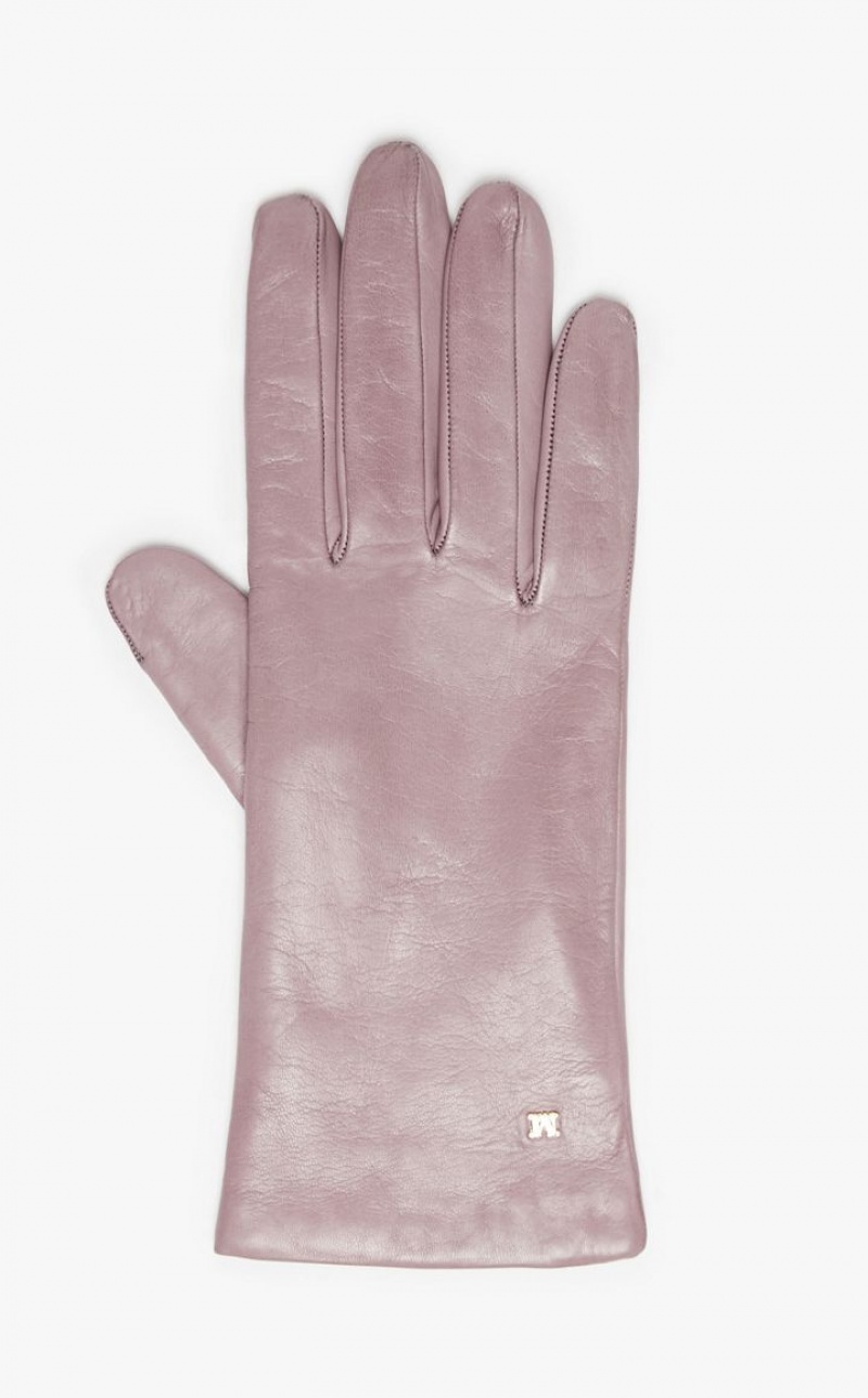 Max Mara Nappa Leder Handschuhe Lila | MMR594232