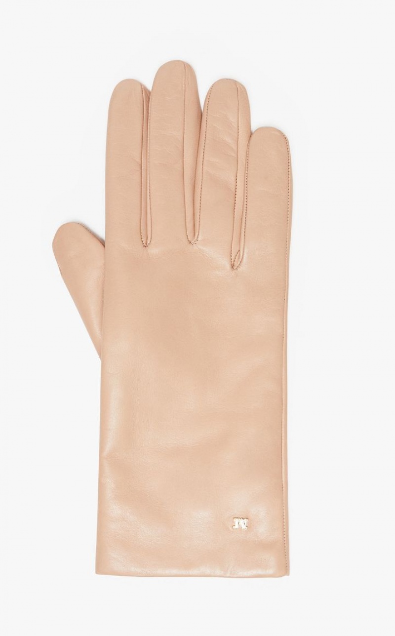 Max Mara Nappa Leder Handschuhe Rosa | MMR594233