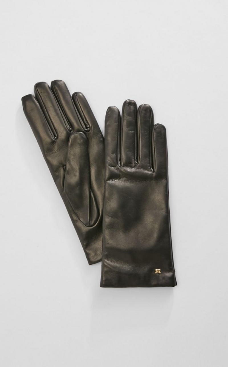 Max Mara Nappa Leder Handschuhe Schwarz | MMR594238