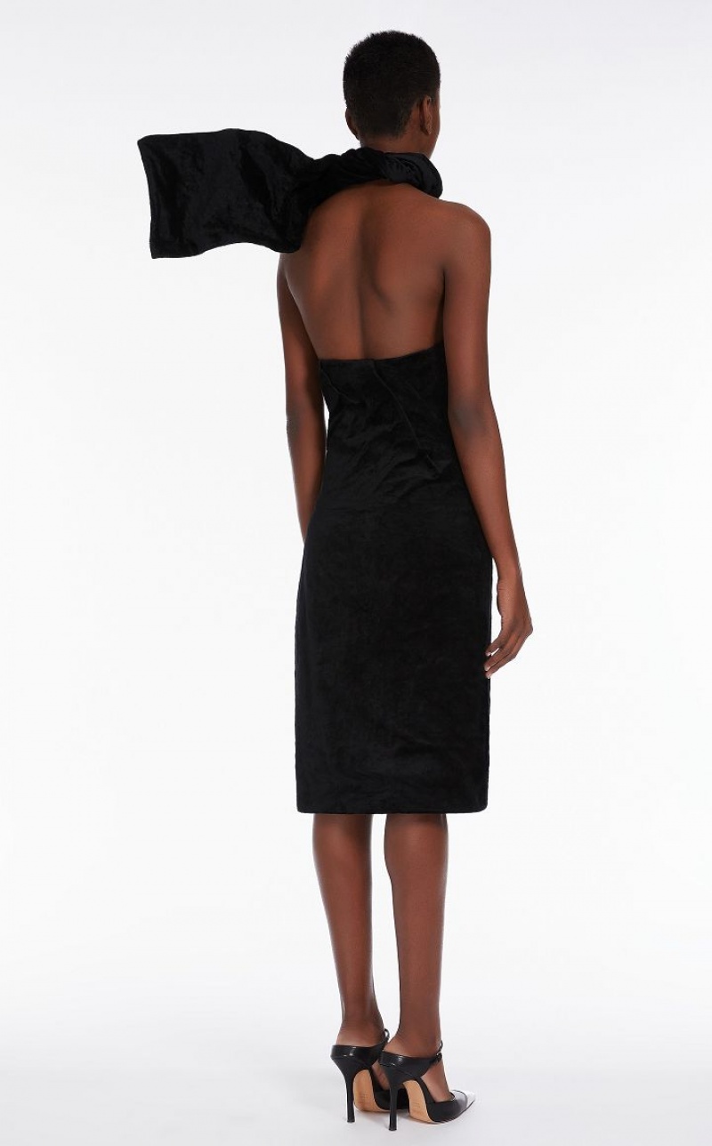 Max Mara One-shoulder Velvet Kleid Schwarz | MMR593294