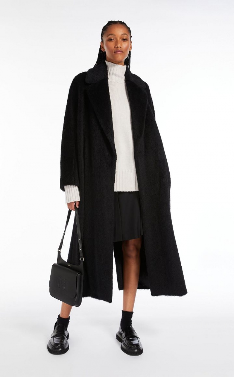 Max Mara Oversized Alpaca And Wolle Mäntel Schwarz | MMR593841