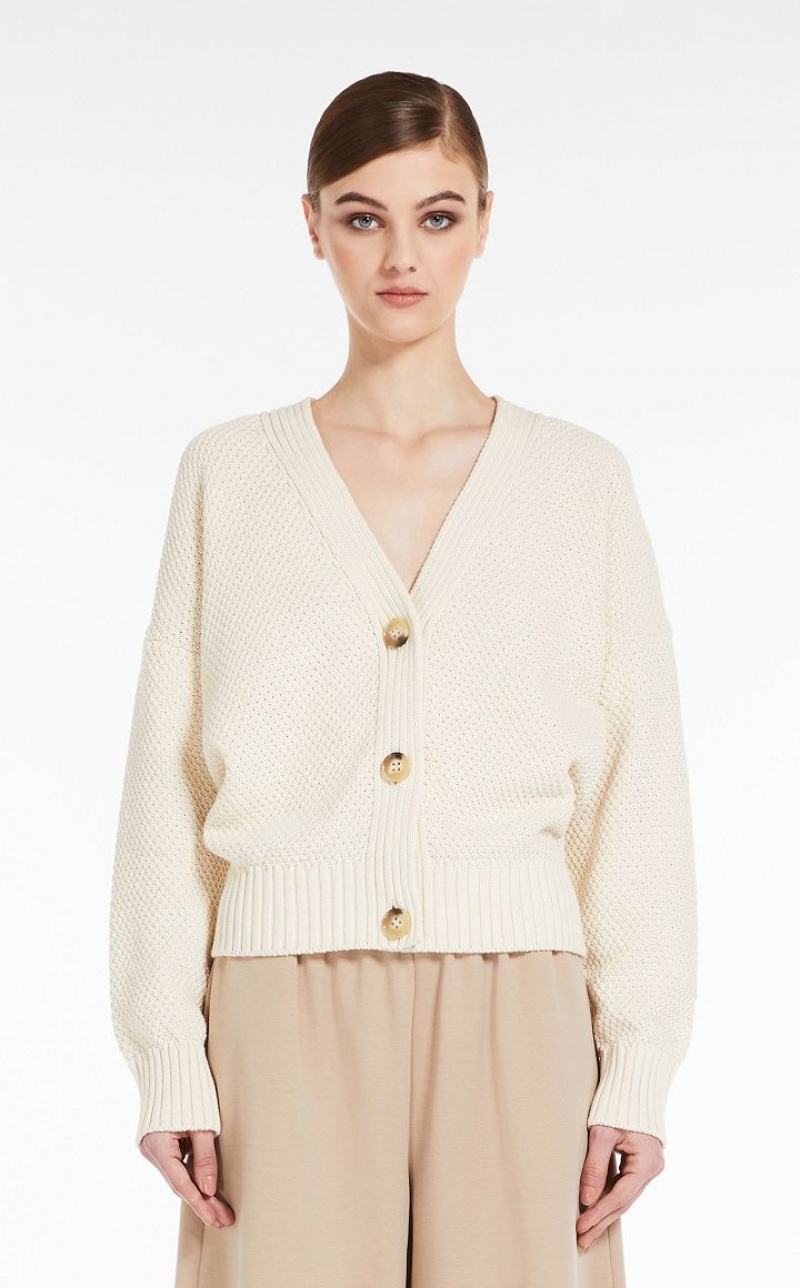 Max Mara Oversized Baumwoll Cardigan Strickwaren Weiß | MMR593462