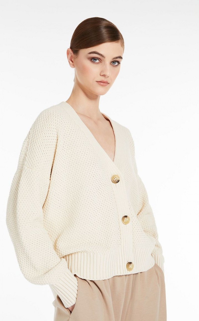 Max Mara Oversized Baumwoll Cardigan Strickwaren Weiß | MMR593462