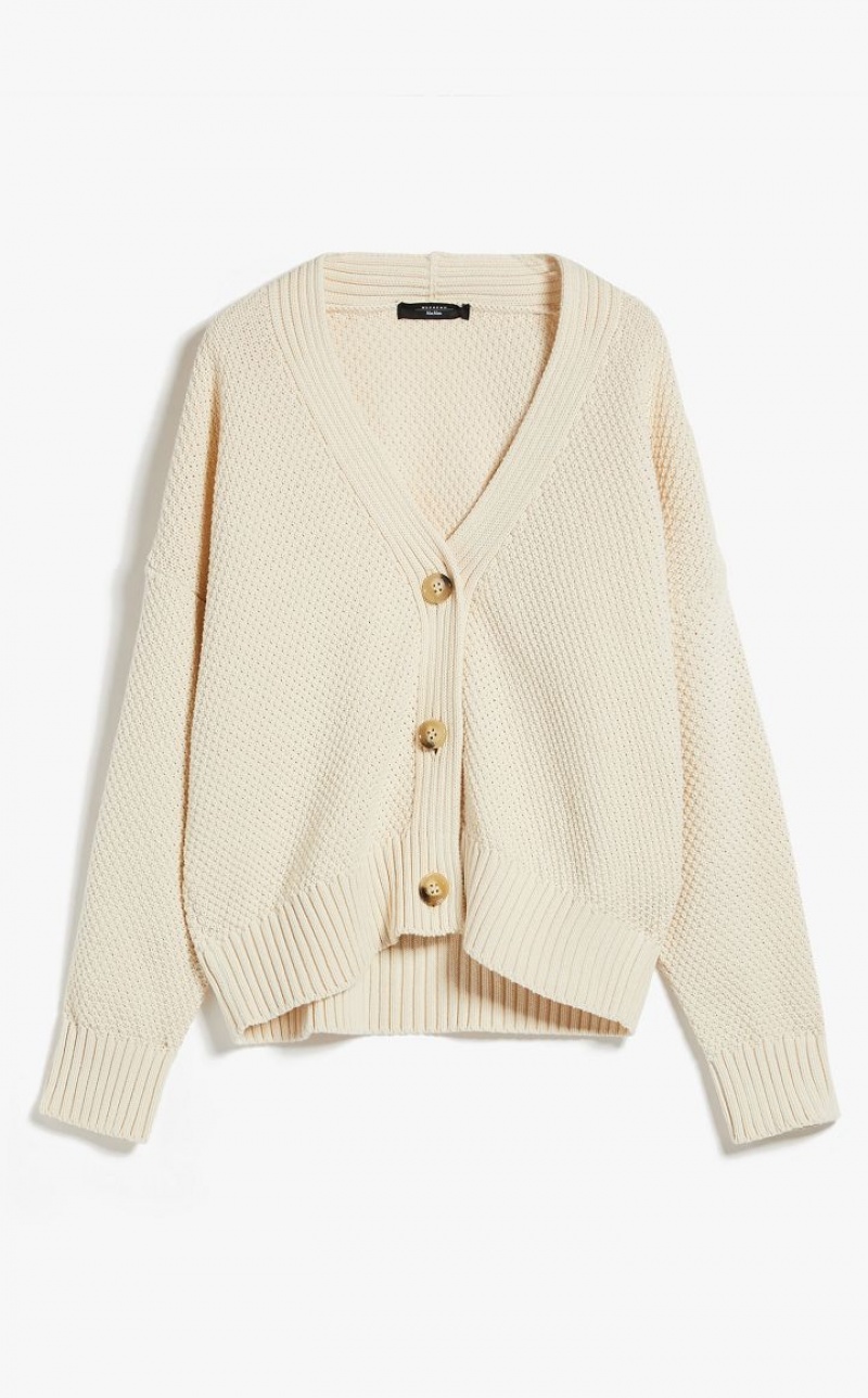 Max Mara Oversized Baumwoll Cardigan Strickwaren Weiß | MMR593462