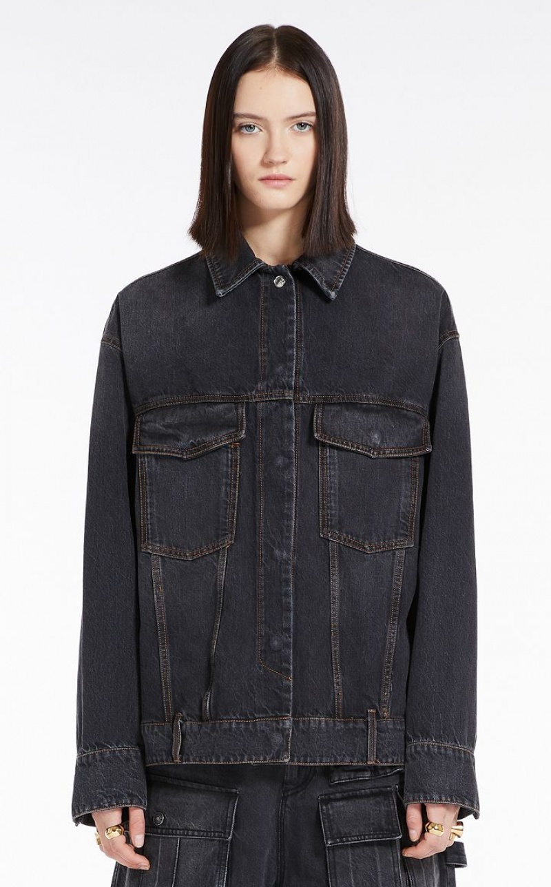 Max Mara Oversized Denim Jacken Schwarz | MMR594036