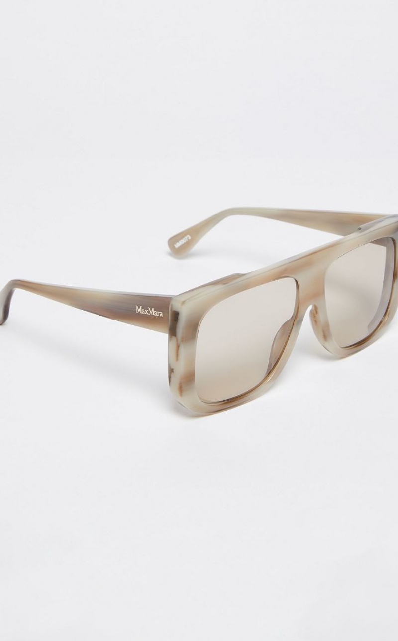 Max Mara Oversized Mask Sonnenbrille Hellgrau | MMR594305