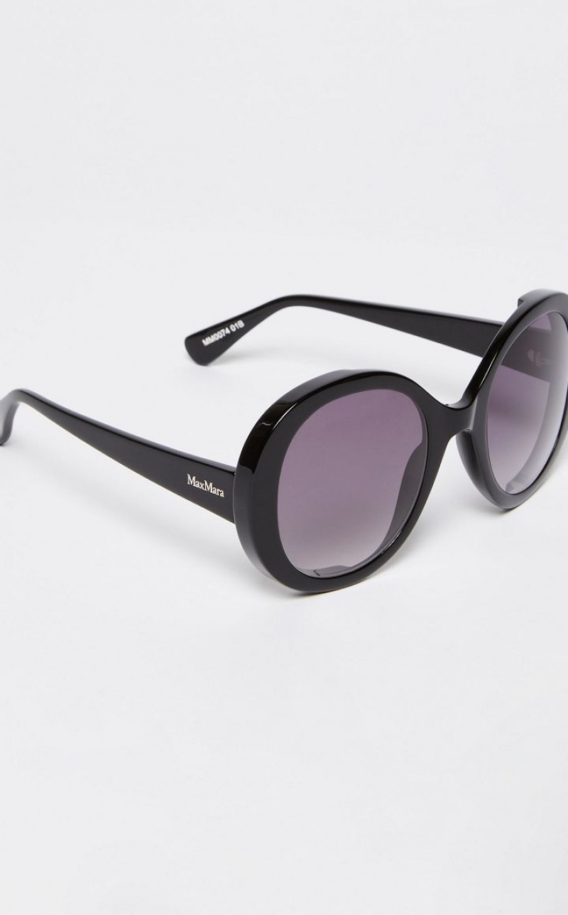 Max Mara Oversized Round Sonnenbrille Schwarz | MMR594303