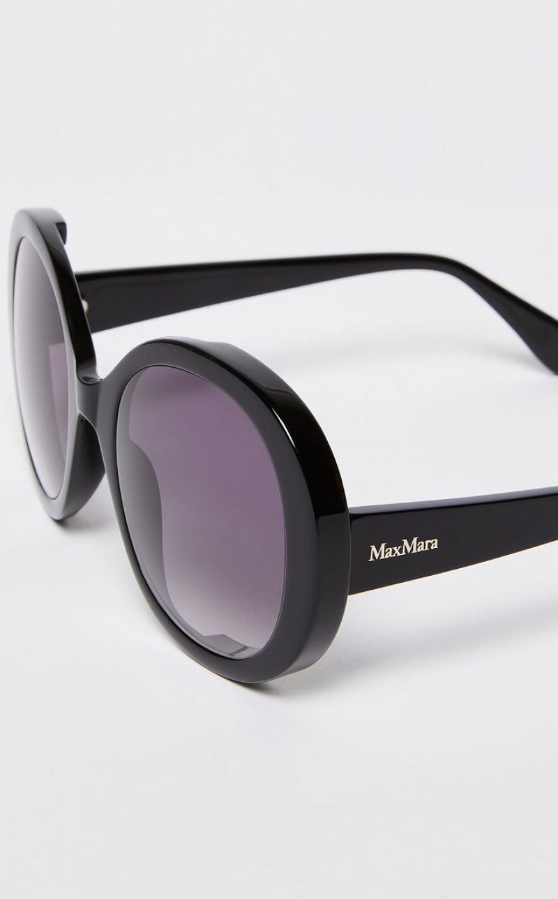 Max Mara Oversized Round Sonnenbrille Schwarz | MMR594303