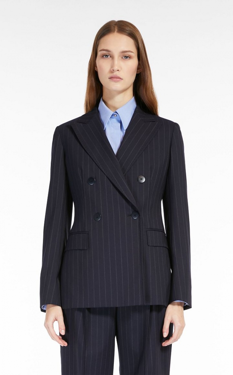 Max Mara Pinstripe Wolle-blend Anzüge Navy | MMR593493