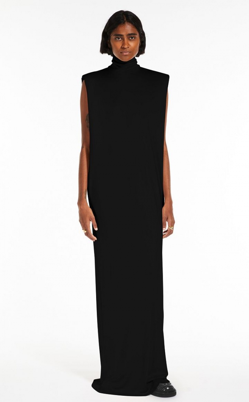 Max Mara Polo Neck Jersey Kleid Schwarz | MMR593295