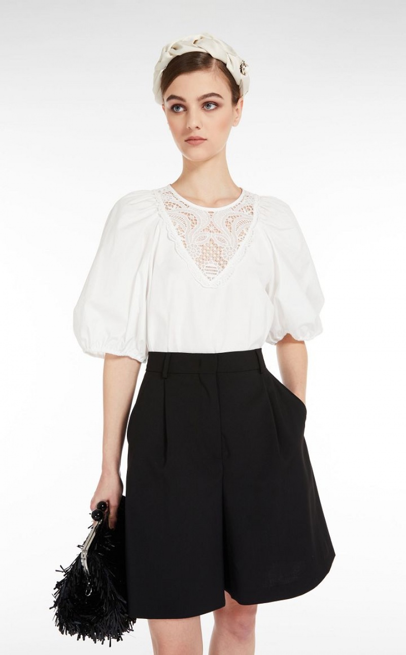 Max Mara Poplin With Embroidery Bluse Weiß | MMR593616