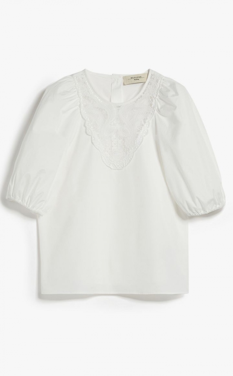 Max Mara Poplin With Embroidery Bluse Weiß | MMR593616