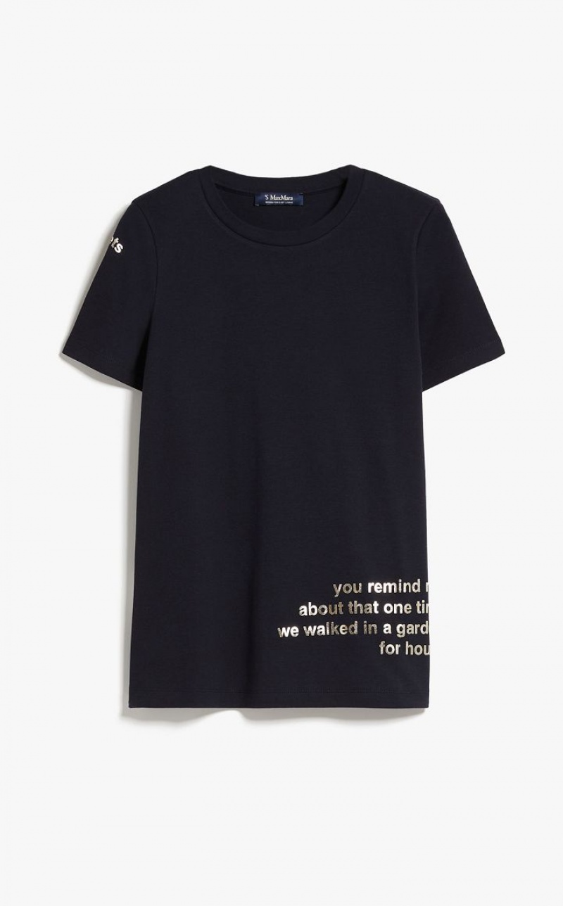 Max Mara Printed Baumwoll T-shirt Navy | MMR593654