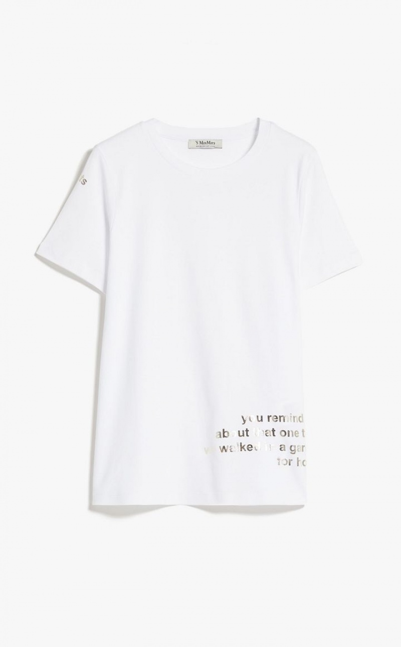 Max Mara Printed Baumwoll T-shirt Weiß | MMR593641