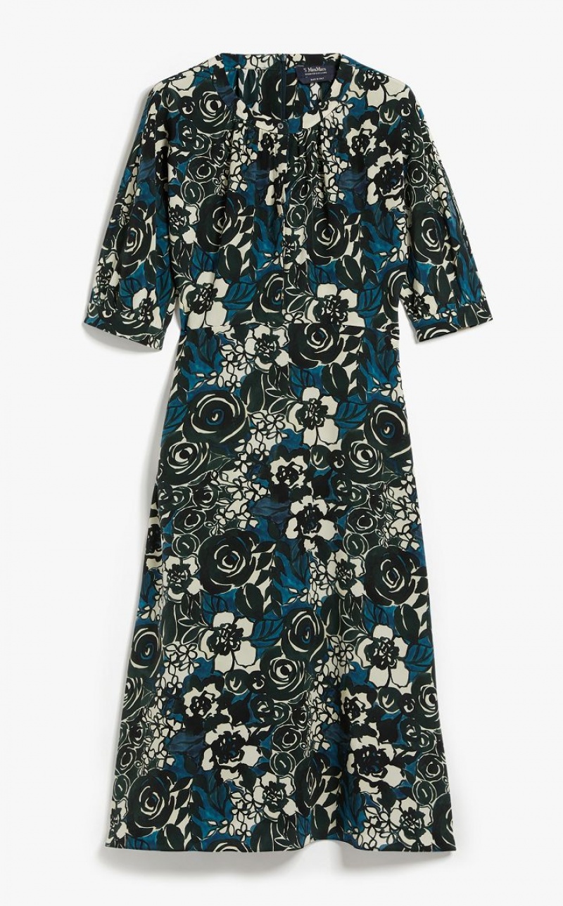 Max Mara Printed Crepe De Chine Kleid Grün | MMR593388