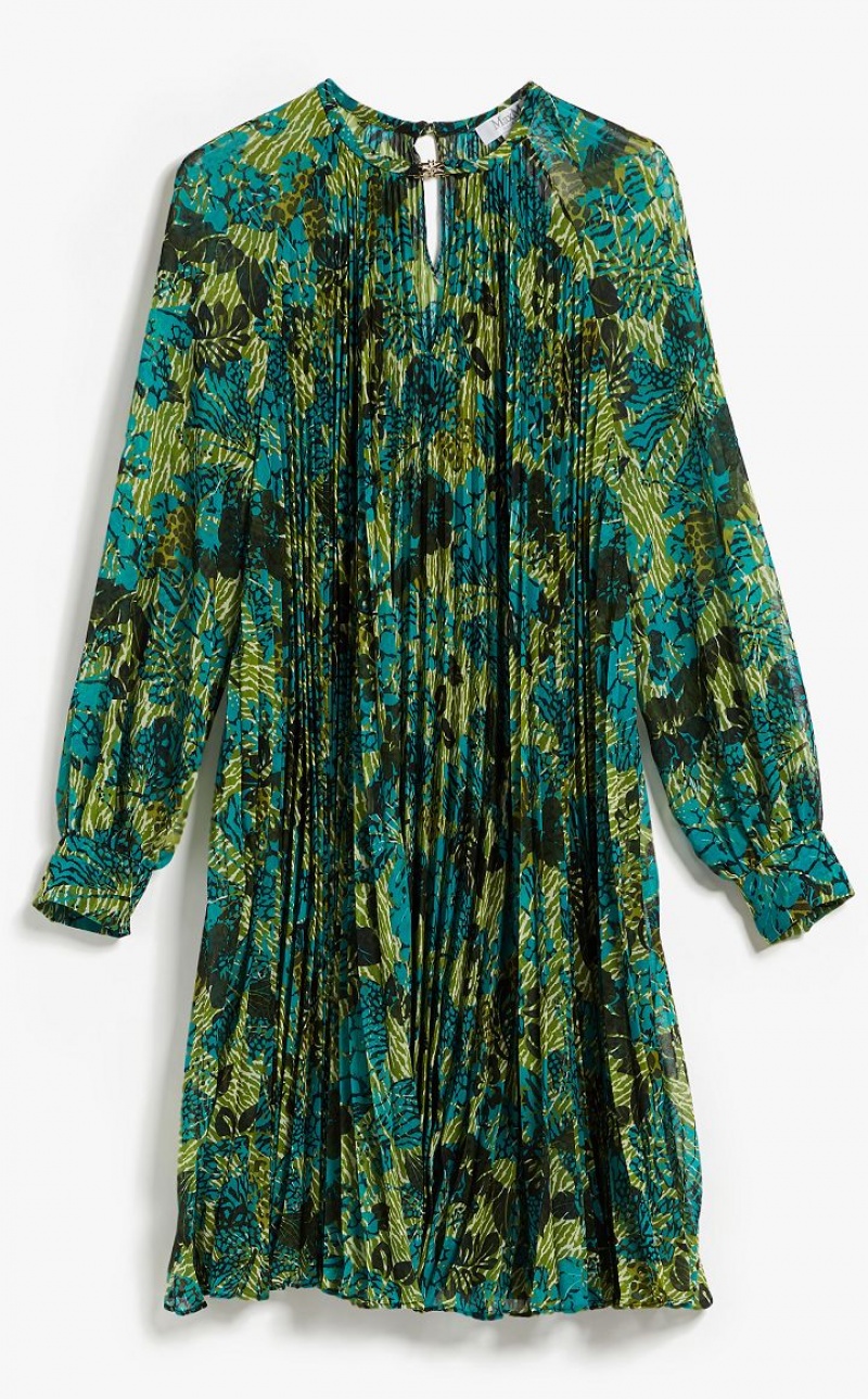 Max Mara Printed Falten Georgette Kleid Zitrone | MMR593363