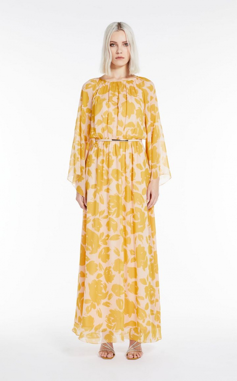 Max Mara Printed Georgette Kleid Mango | MMR593381