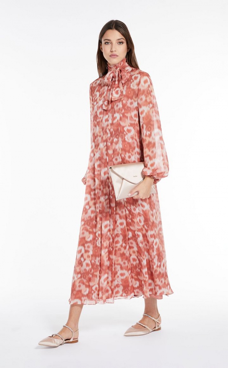 Max Mara Printed Georgette Kleid Rosa | MMR593326