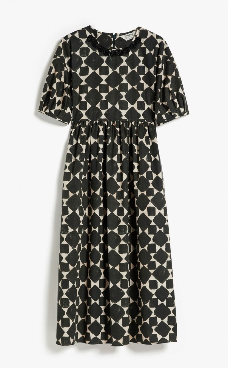 Max Mara Printed Poplin Kleid Dunkelgrün | MMR593399