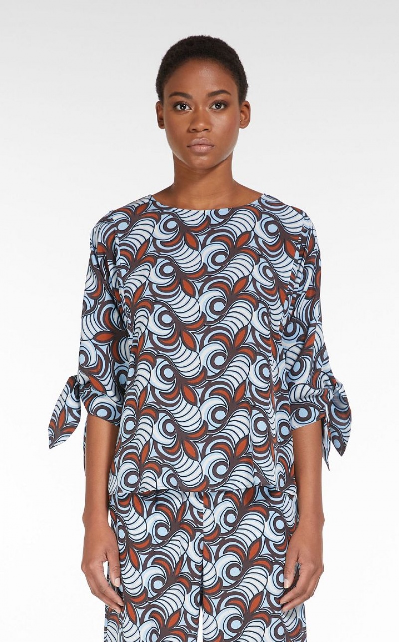 Max Mara Printed Silk Bluse Braun | MMR593618