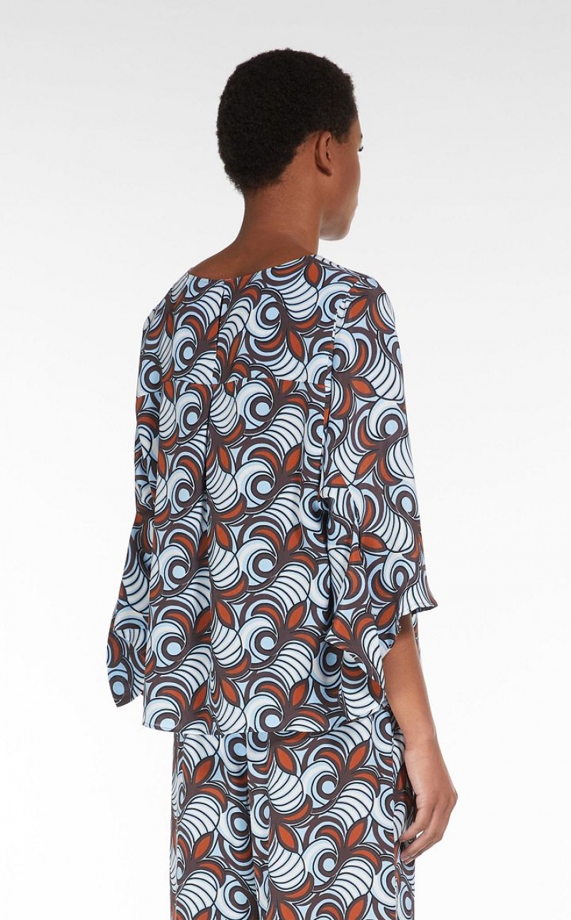 Max Mara Printed Silk Bluse Braun | MMR593618