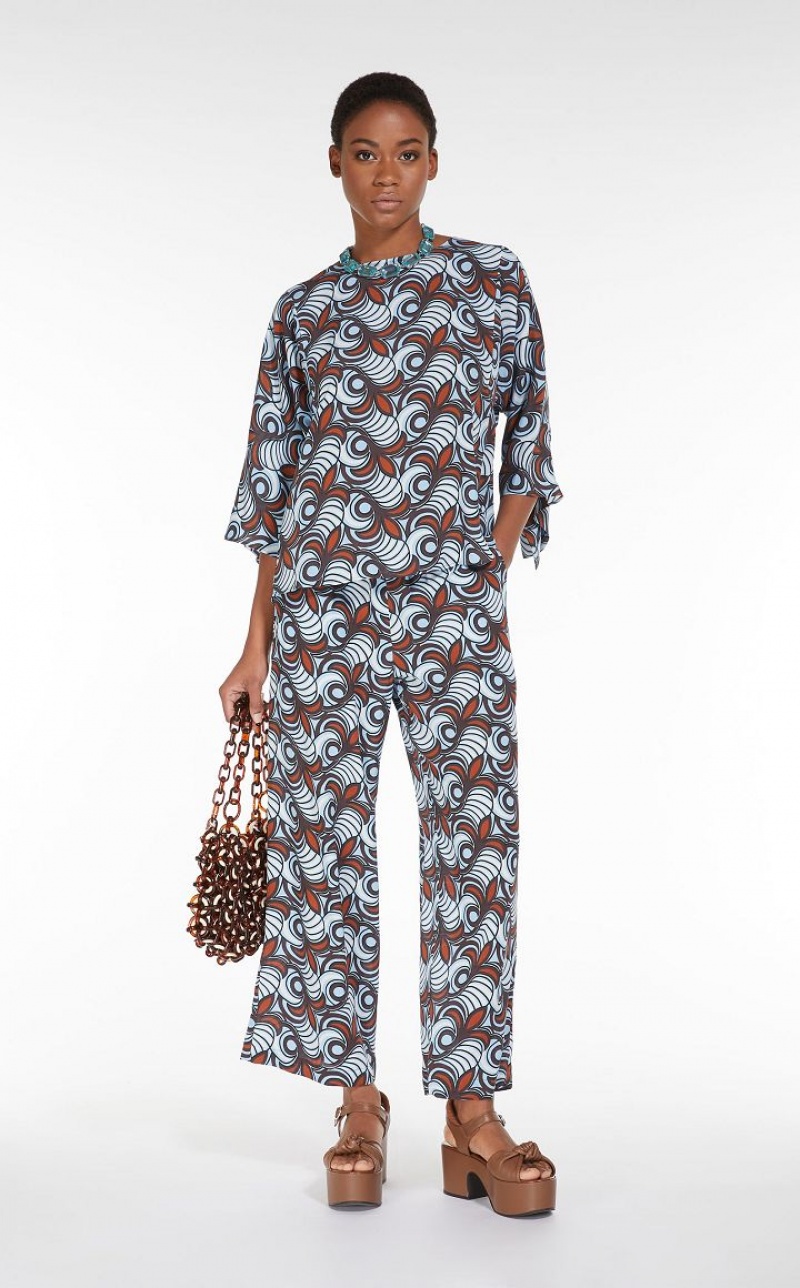 Max Mara Printed Silk Bluse Braun | MMR593618