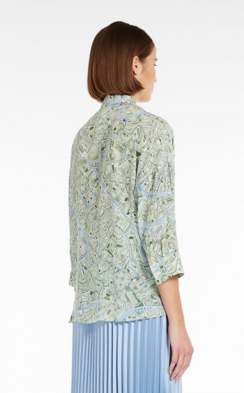 Max Mara Printed Silk Bluse Grün | MMR593606