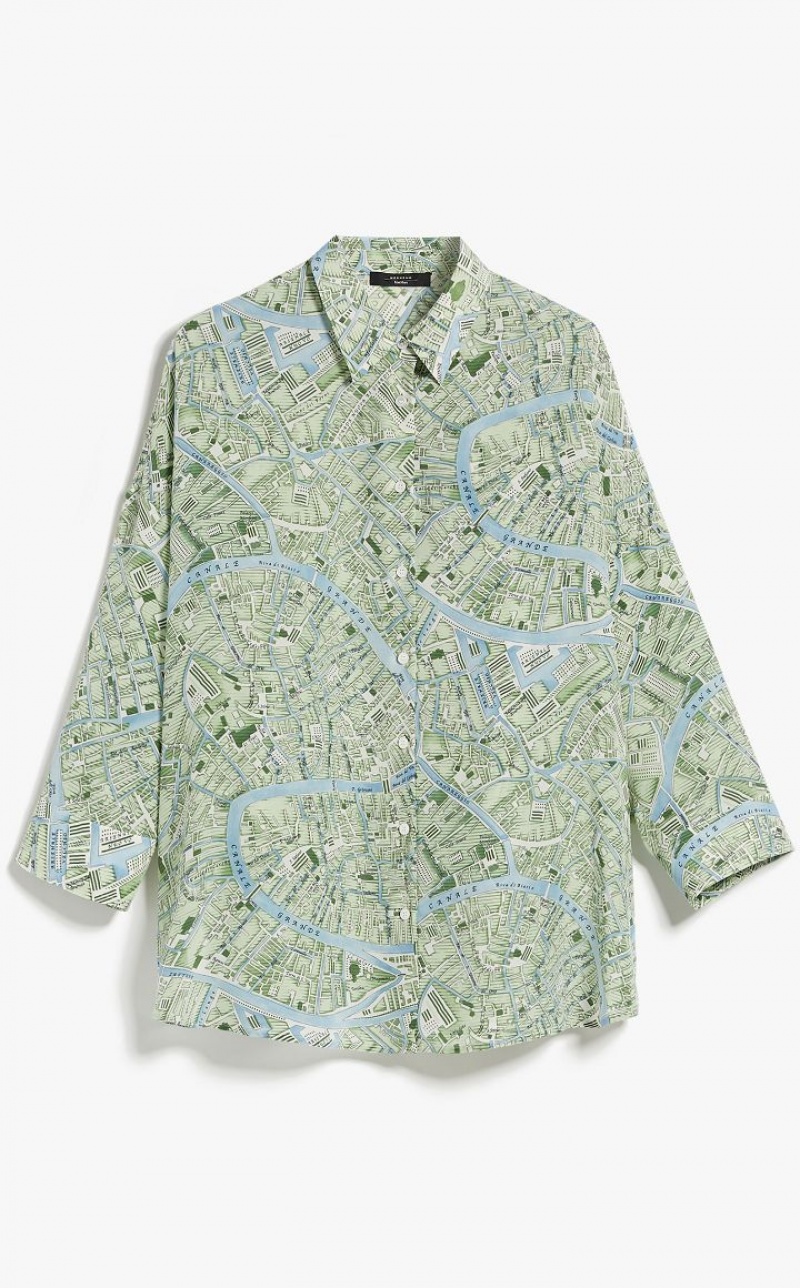 Max Mara Printed Silk Bluse Grün | MMR593606