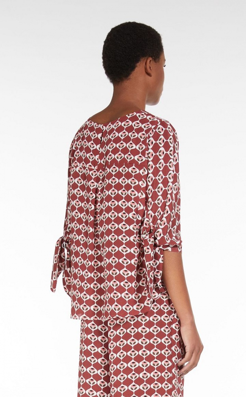 Max Mara Printed Silk Bluse Rot | MMR593620