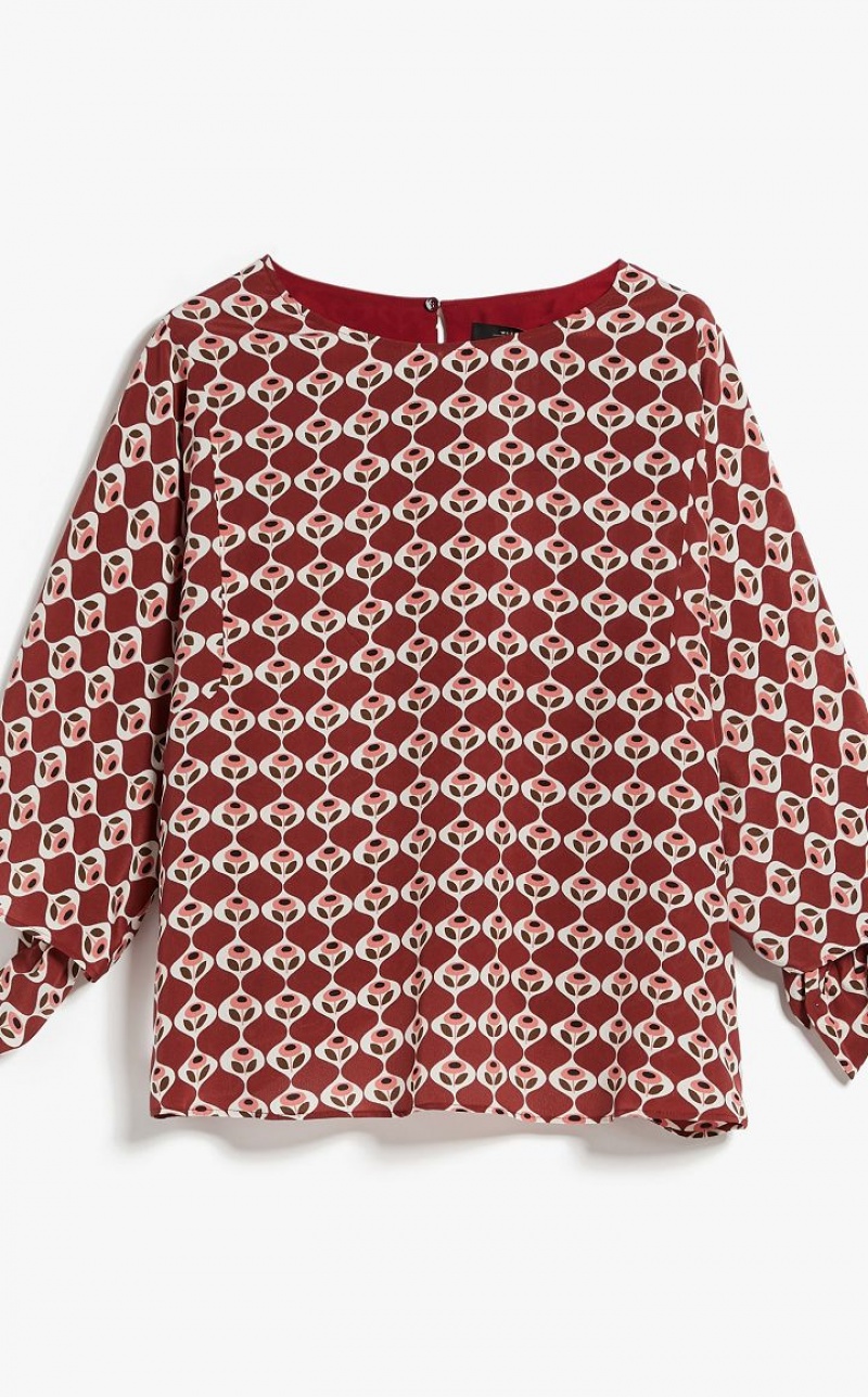 Max Mara Printed Silk Bluse Rot | MMR593620