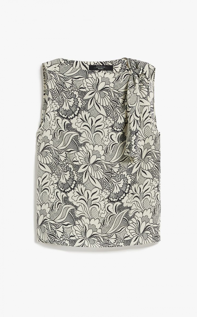 Max Mara Printed Silk Bluse Schwarz | MMR593575