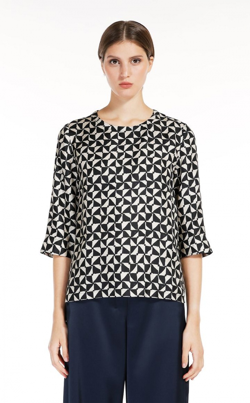 Max Mara Printed Silk Bluse Tiefes | MMR593623