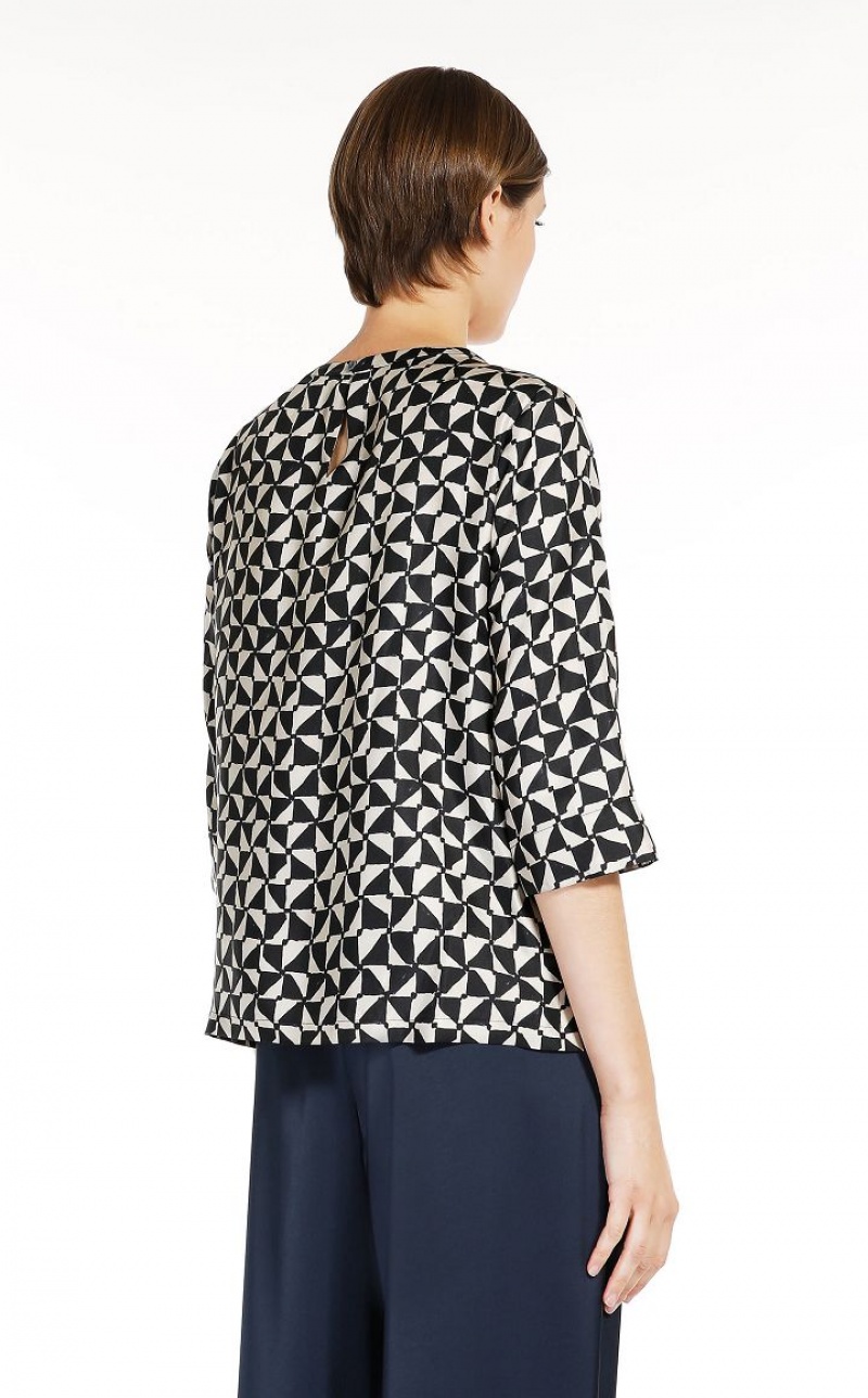 Max Mara Printed Silk Bluse Tiefes | MMR593623