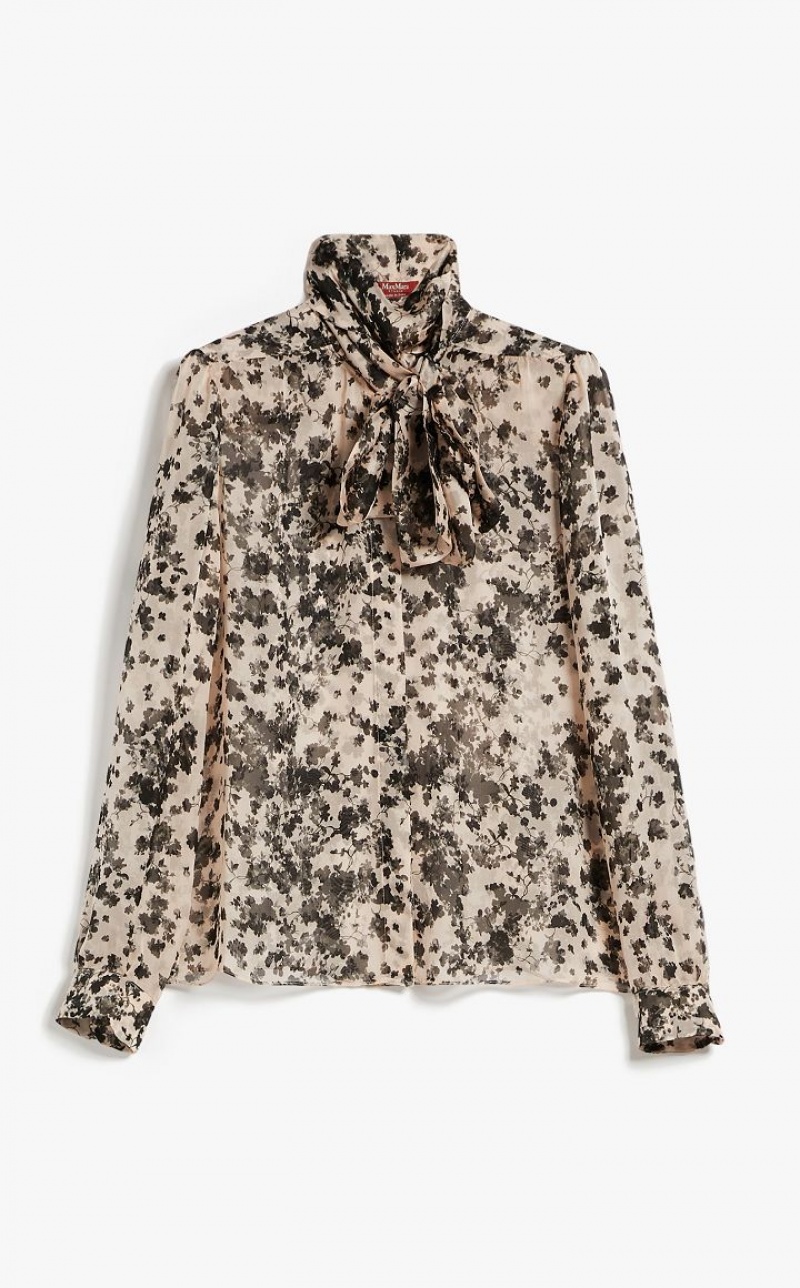 Max Mara Printed Silk Foulard Bluse Hellrosa | MMR593549