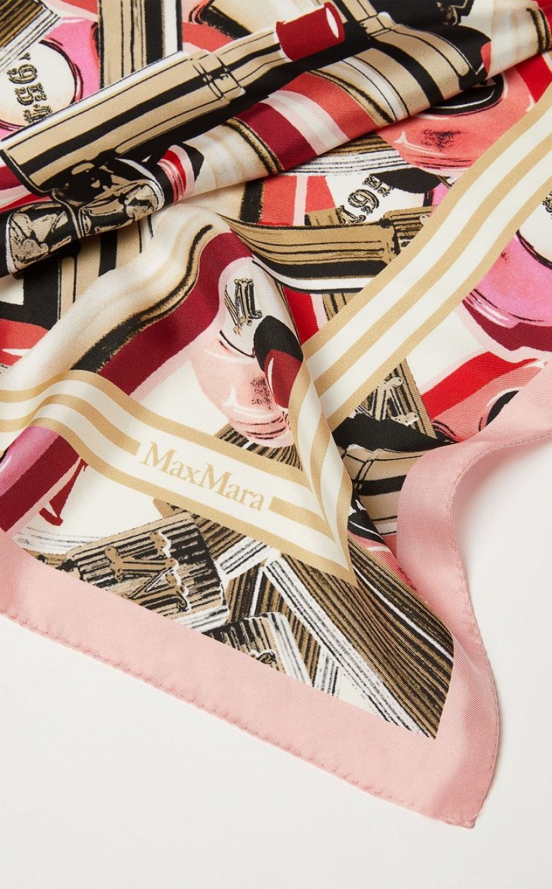 Max Mara Printed Silk Foulard Schals Rosa | MMR594280