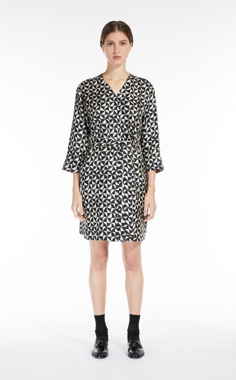 Max Mara Printed Silk Kaftan Kleid Tiefes | MMR593331