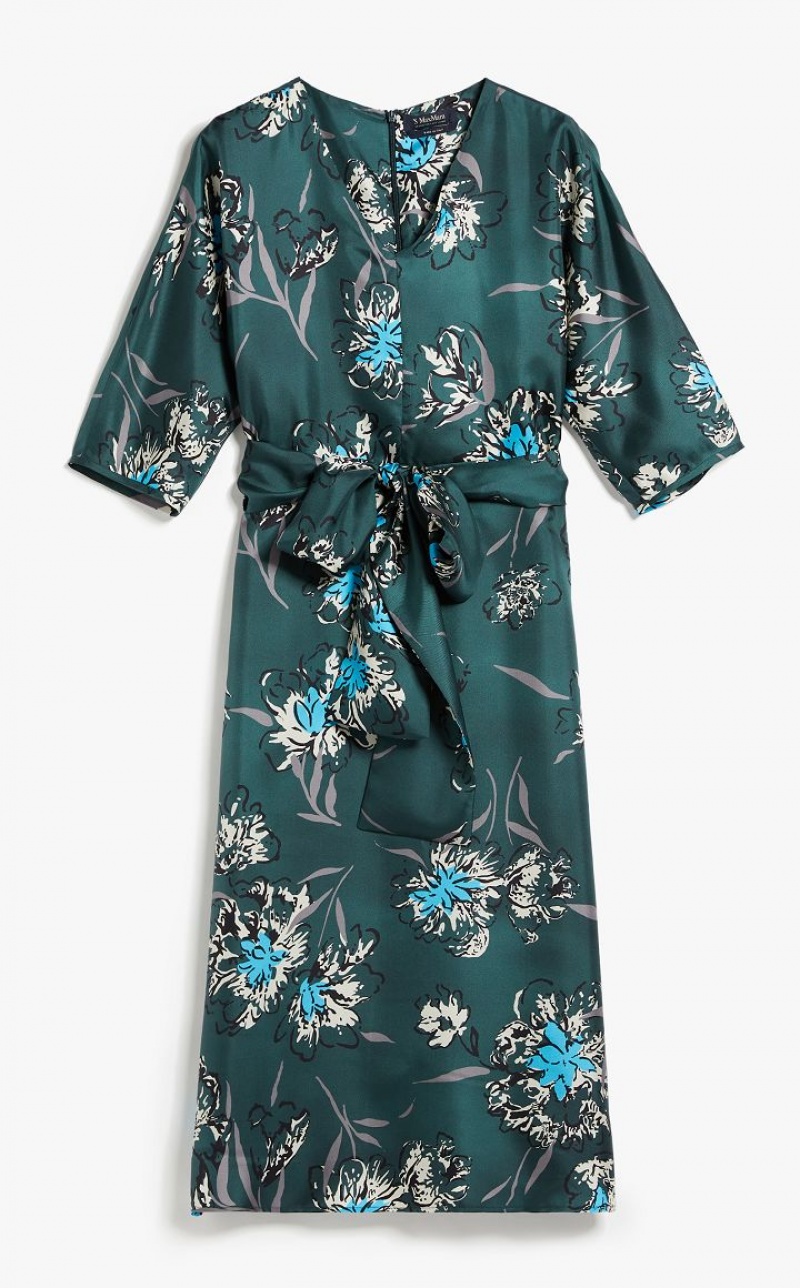 Max Mara Printed Silk Kleid Grün | MMR593356