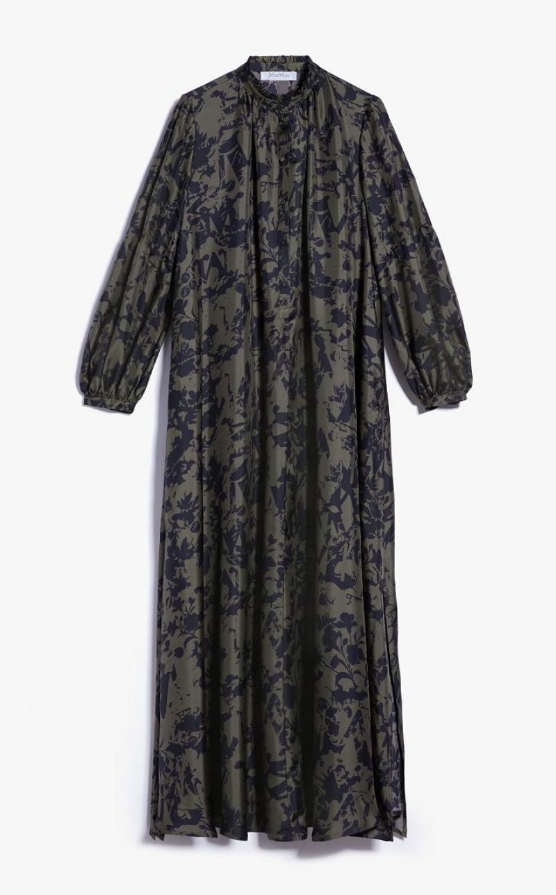 Max Mara Printed Silk Twill Kleid Dunkel | MMR593323