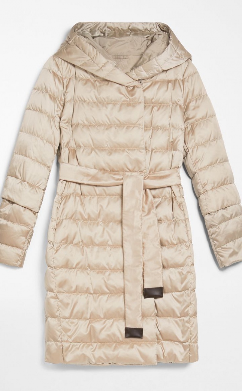 Max Mara Reversible Down Coat In Wasser-resistant Satin Padded Hell | MMR593992