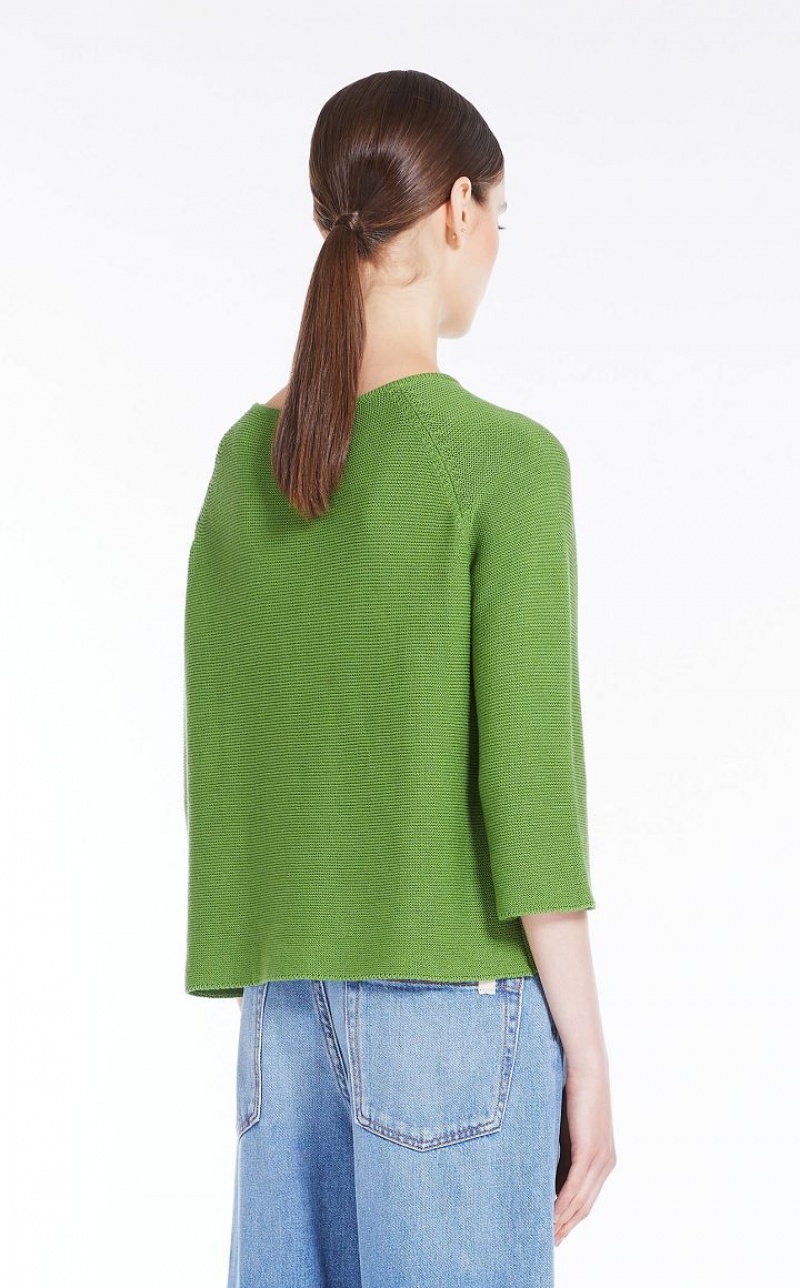 Max Mara Round-neck Baumwoll Top Strickwaren Grün | MMR593456