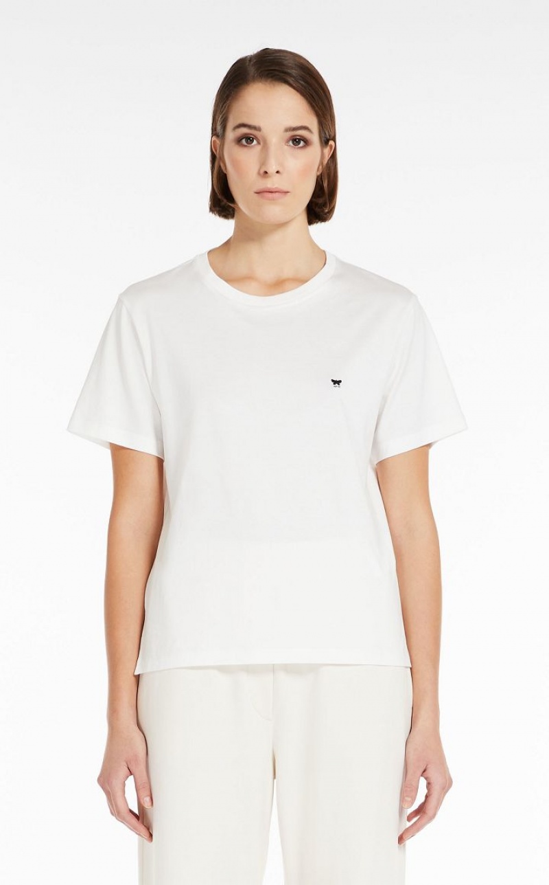 Max Mara Round-neck Jersey T-shirt Weiß | MMR593646