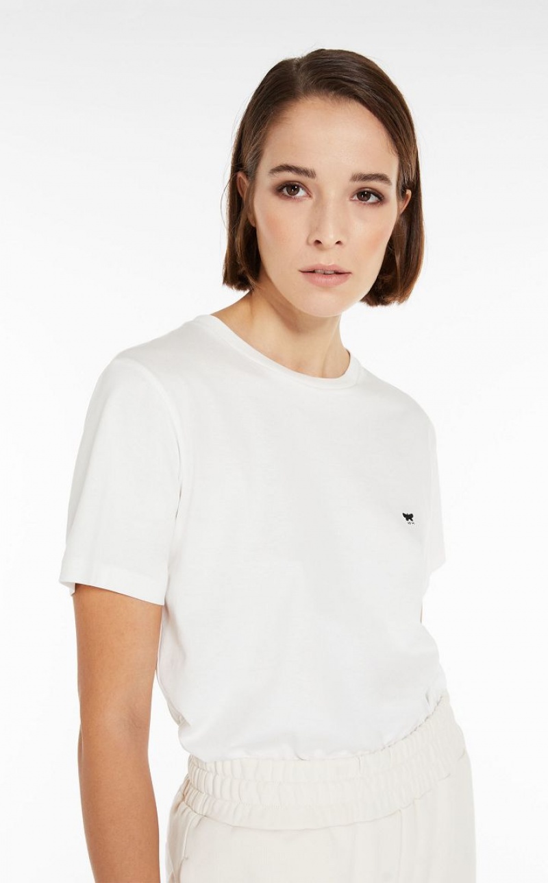 Max Mara Round-neck Jersey T-shirt Weiß | MMR593646