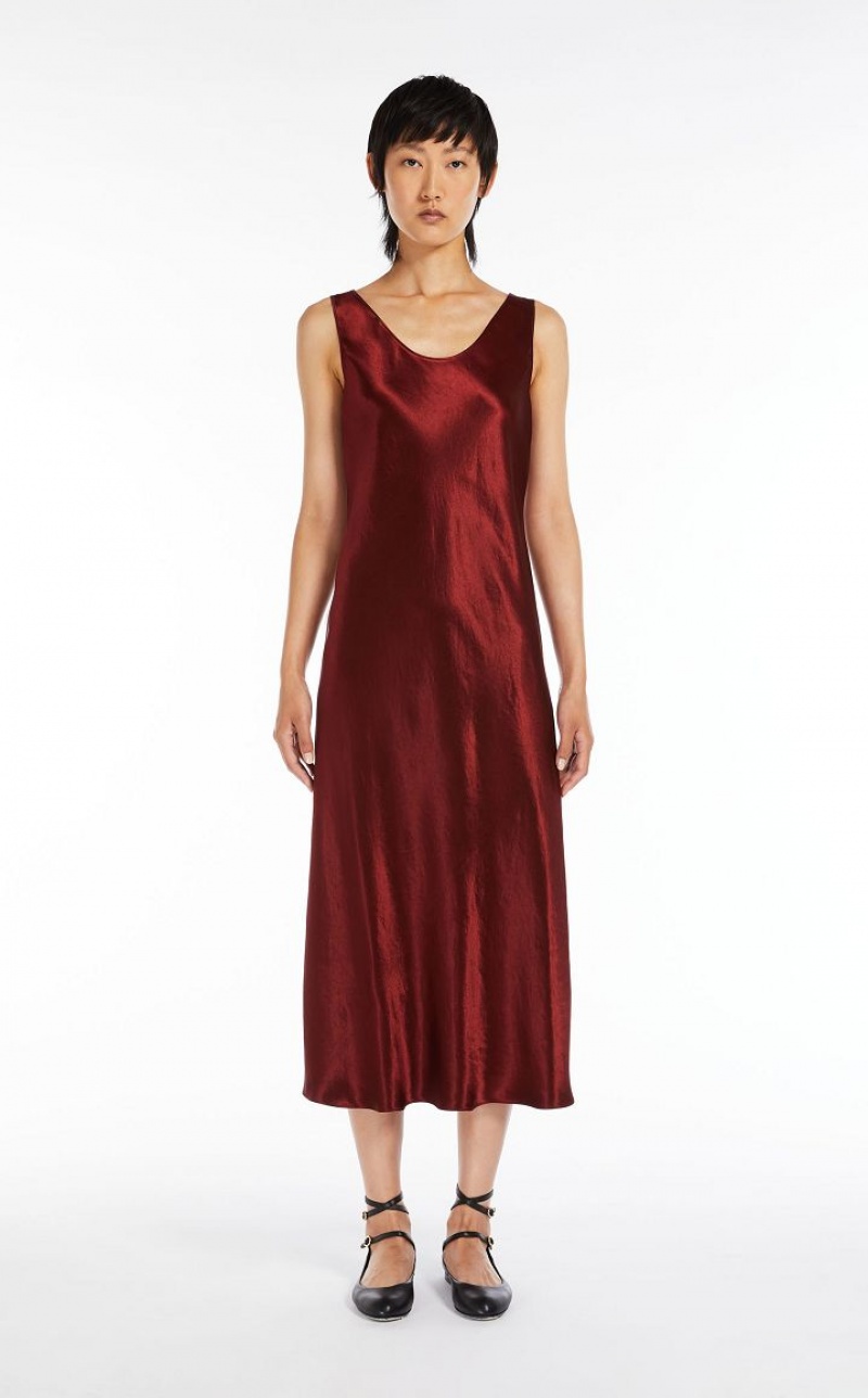 Max Mara Satin Kleid Dunkelrot | MMR593316