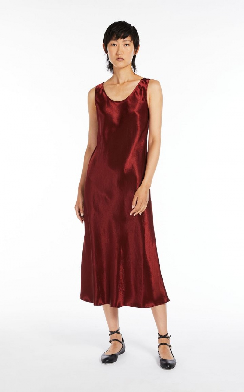 Max Mara Satin Kleid Dunkelrot | MMR593316