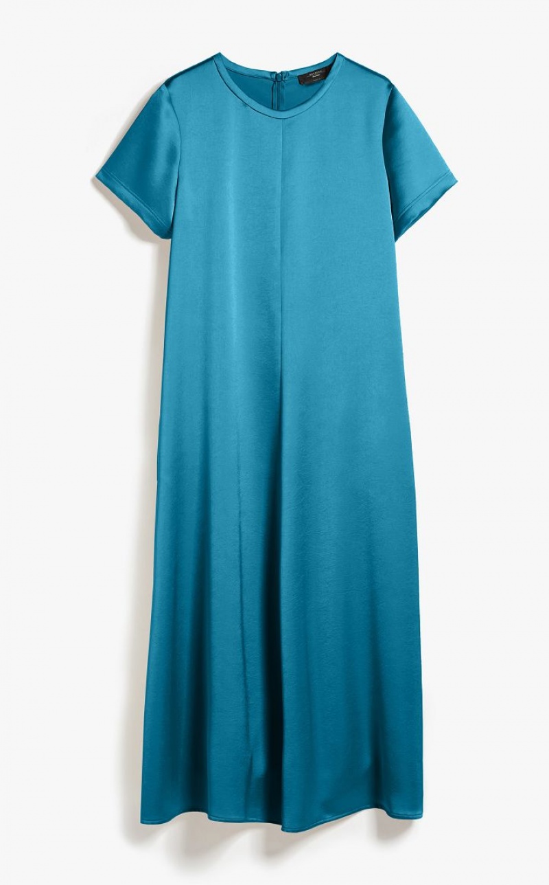 Max Mara Satin T-shirt Kleid Pfauen | MMR593372