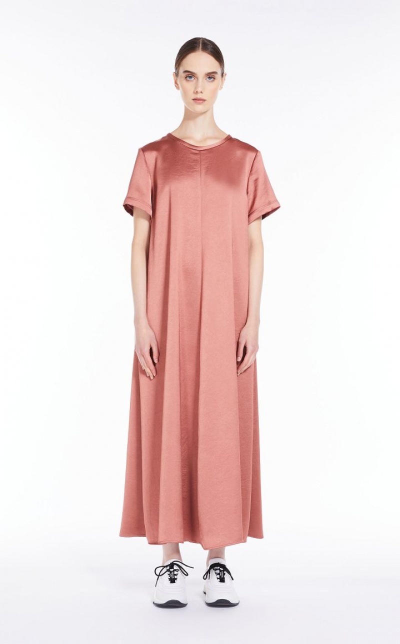 Max Mara Satin T-shirt Kleid Rosa | MMR593317