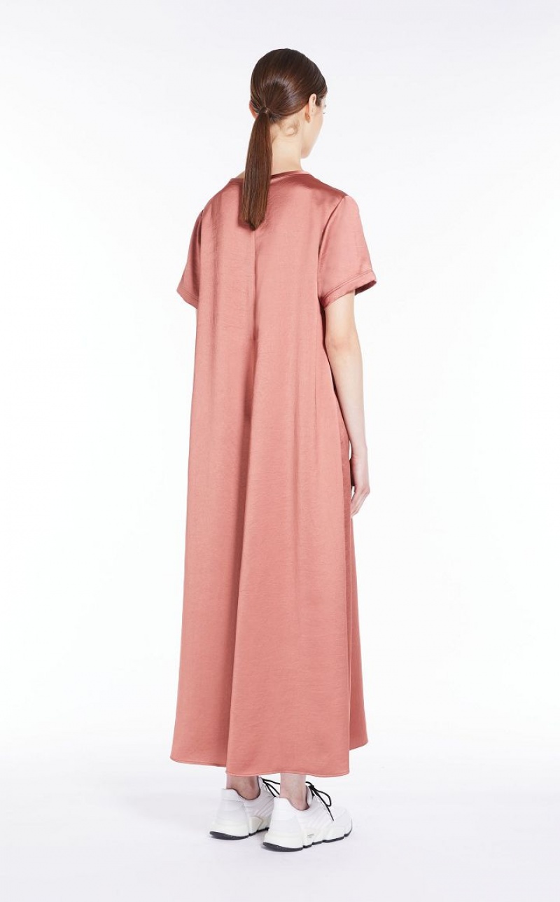 Max Mara Satin T-shirt Kleid Rosa | MMR593317